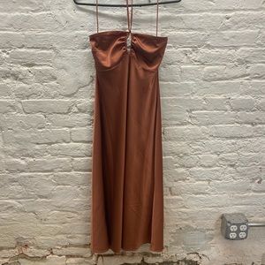 Abercrombie & Fitch Halter Satin Slip Midi Dress